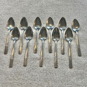 Epic Custom Stainless Rose Floral Tablespoons Set of 11 Vintage Flatware